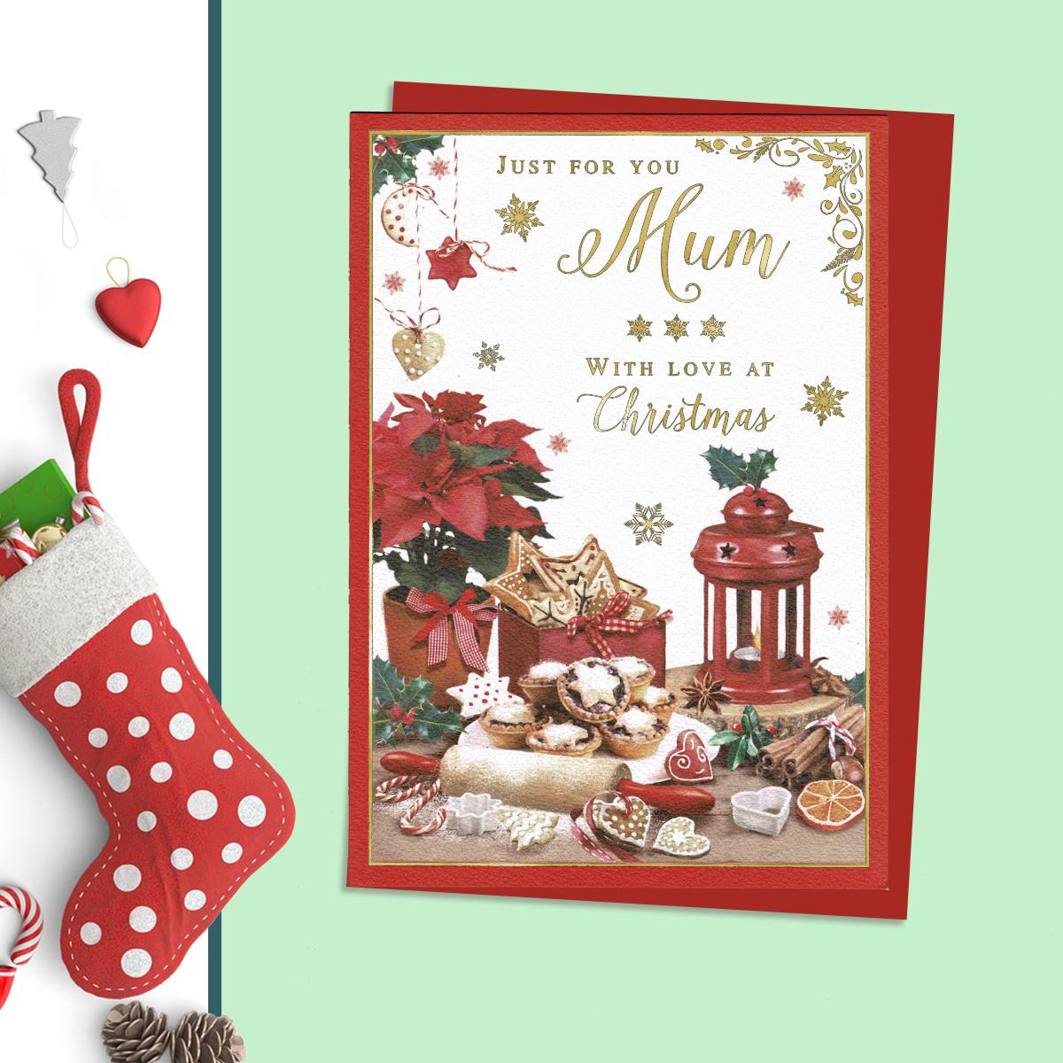 Mum Christmas Card Alongside Its Red Envelope