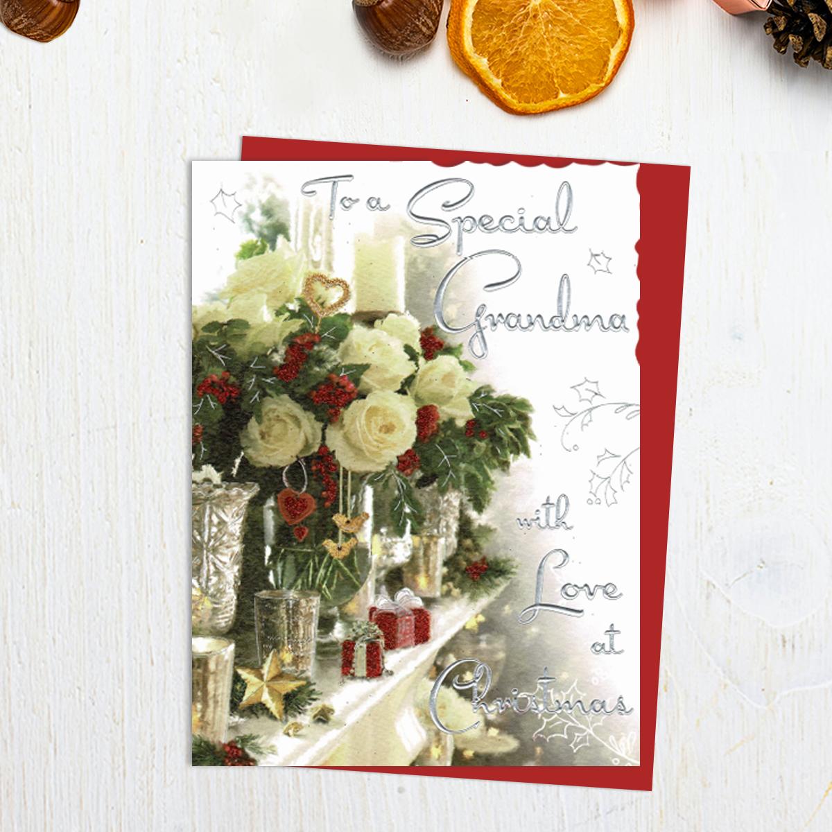 Special Grandma Christmas Card Alongside Its Red Envelope