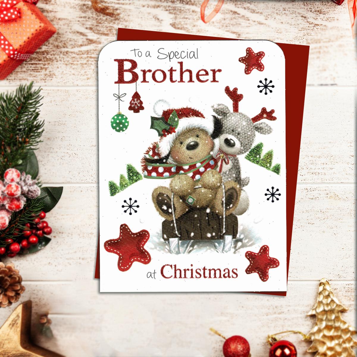 Special Brother Christmas Card Alongside Its Red Envelope
