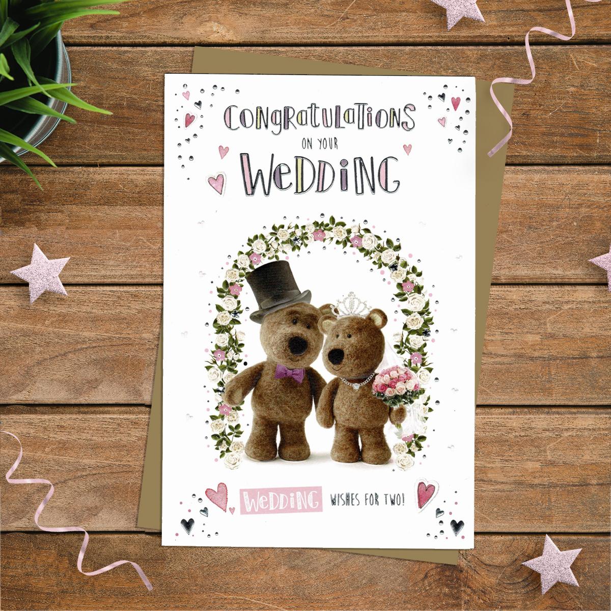 Barley Bear Wedding Day Greeting Card Alongside Its Kraft Envelope