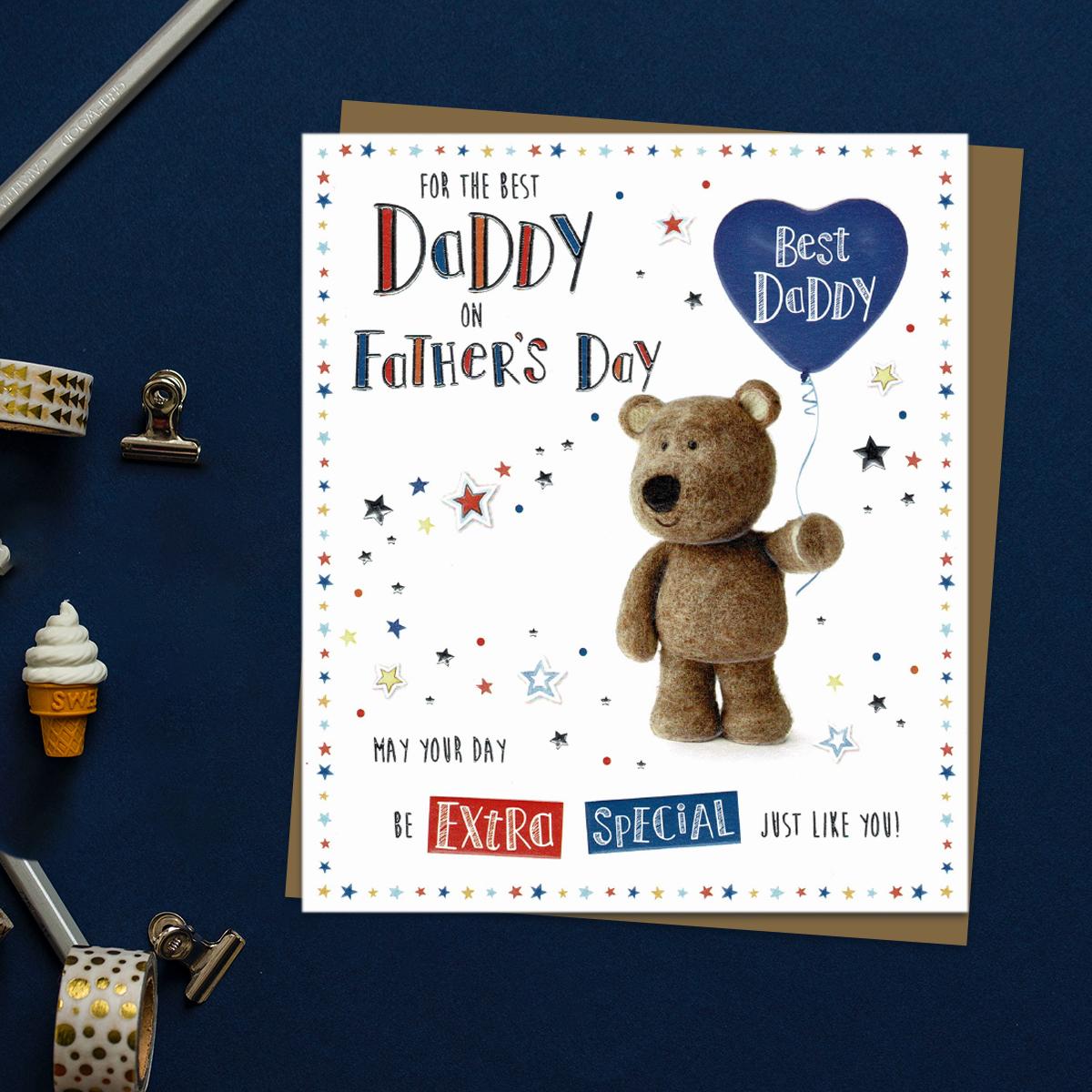 For The Best Daddy On Father's Day Barley Bear Card Front Image