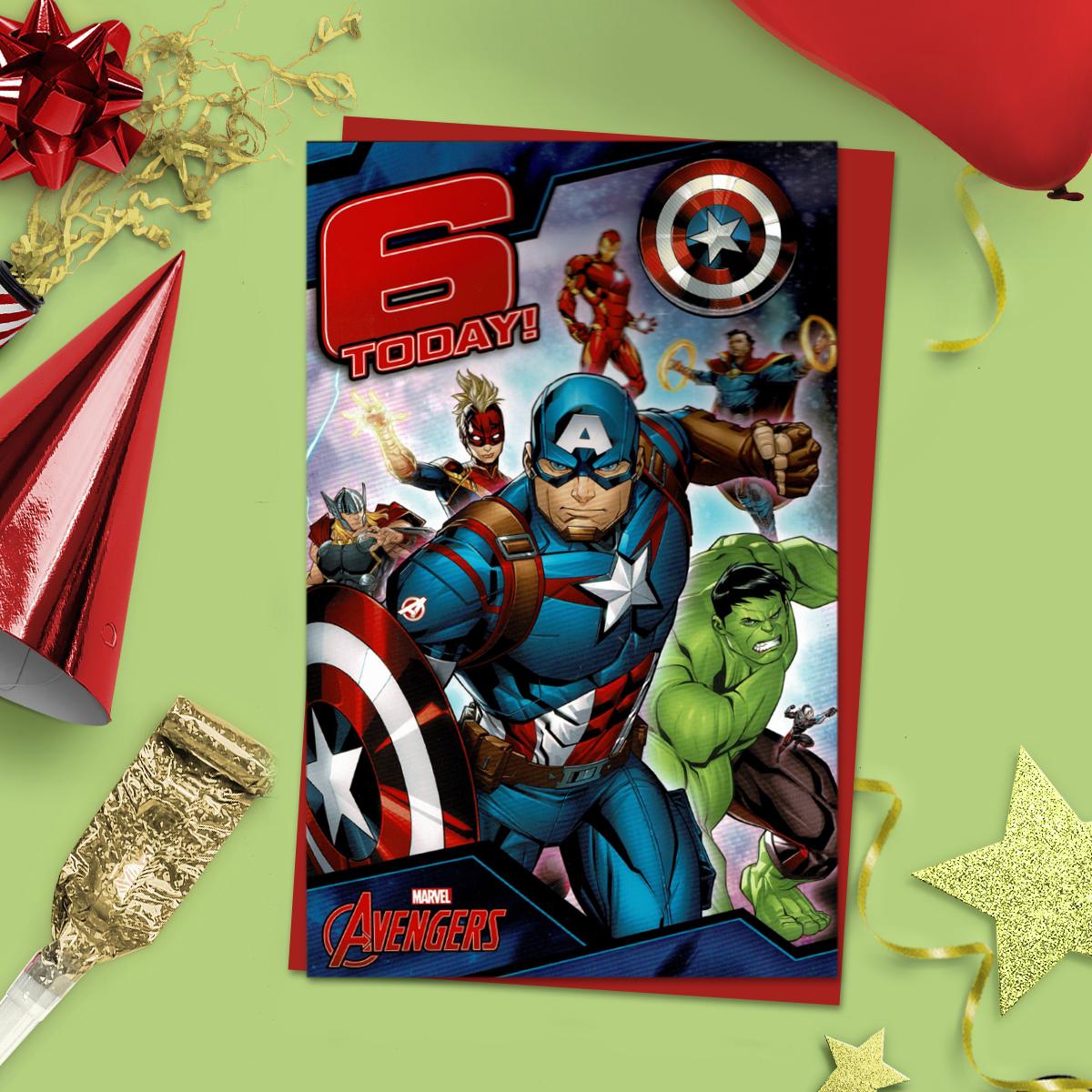 Marvel Avengers Age 6 With Badge Card Front Image