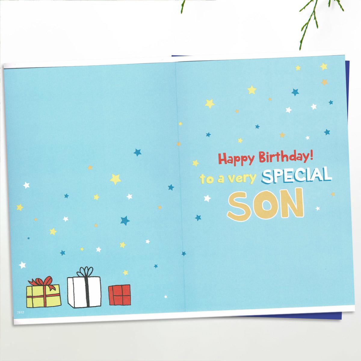 Inside Image Of Son Age 7 Birthday Card Showing Layout And Printed Text