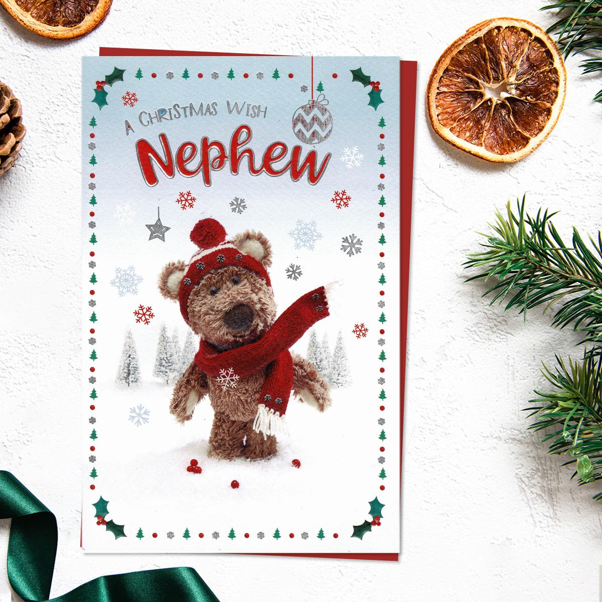 Wonderful Nephew Christmas Card Alongside Its Red Envelope