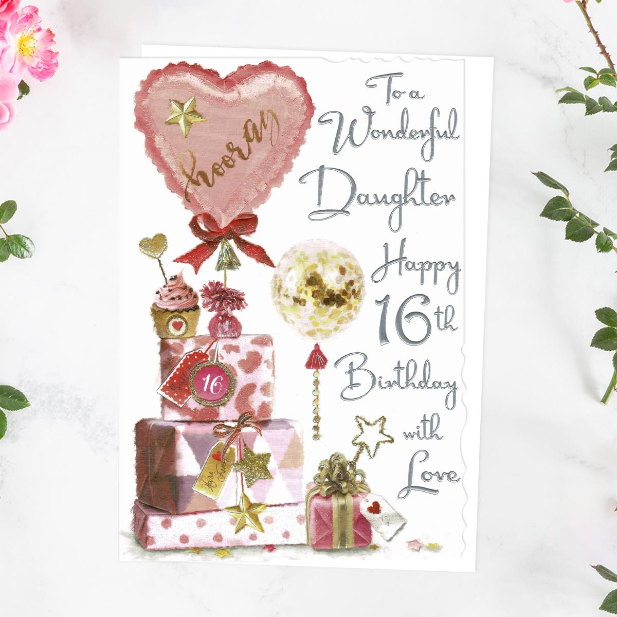 Wonderful Daughter 16th Birthday Card Front Image