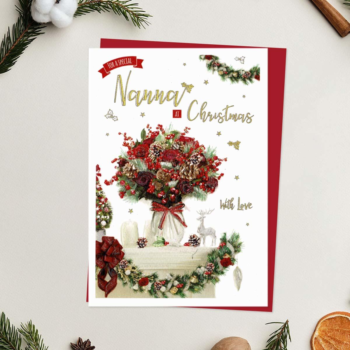 Nanna Christmas Card Alongside Its Red Envelope