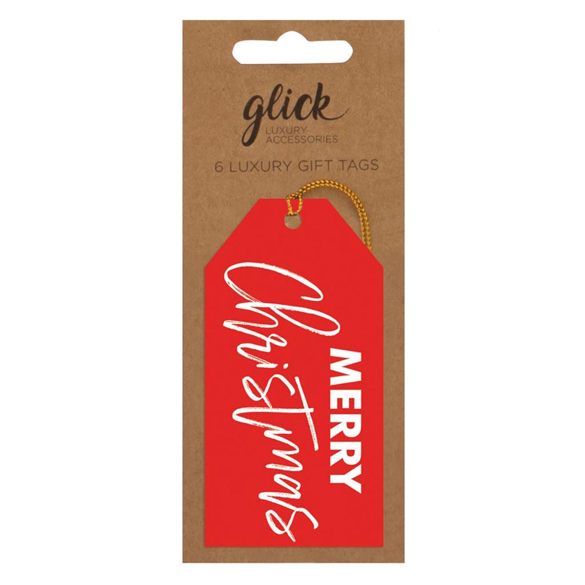 Red Script Christmas Gift Tags Front Image