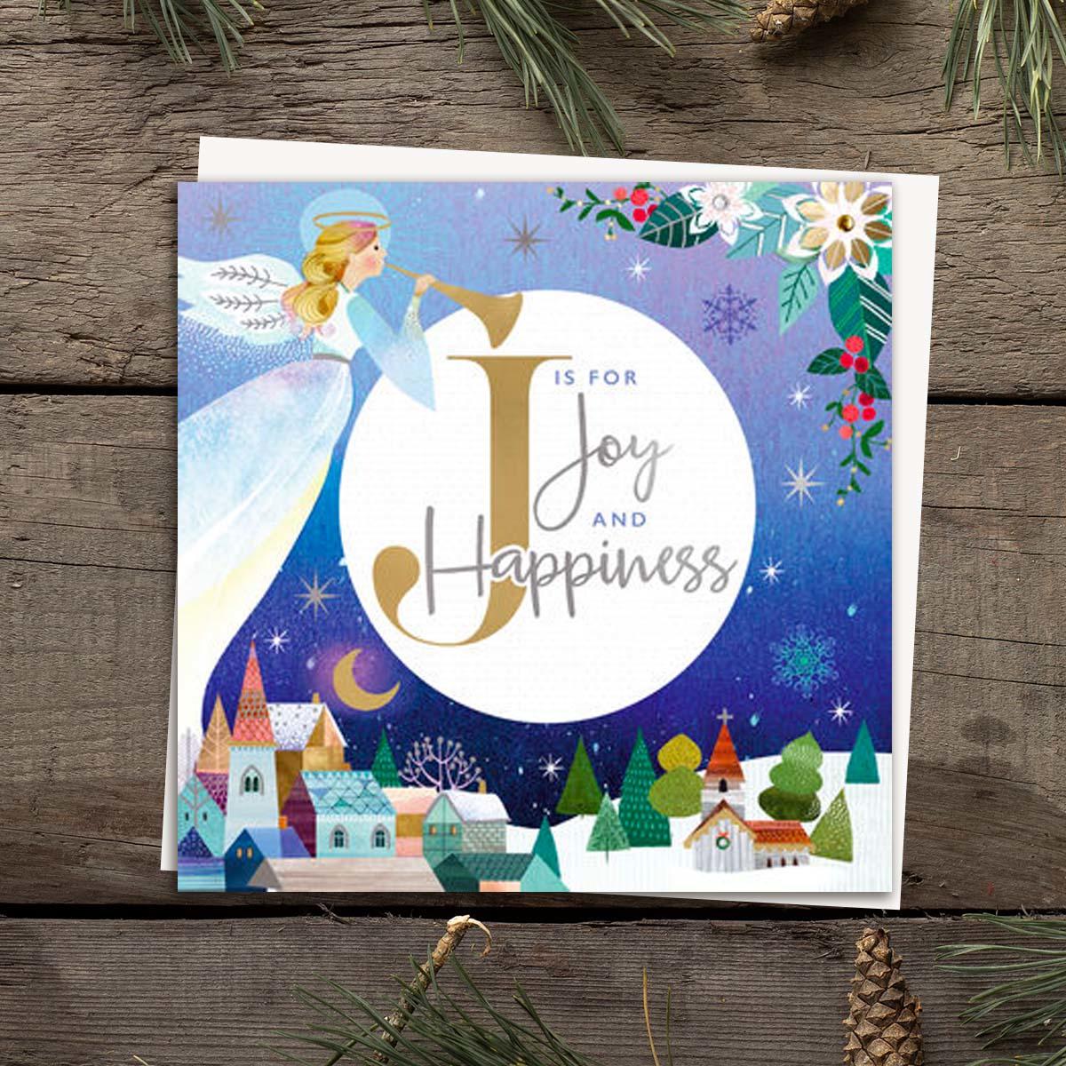 J Is For Joy & Happiness Christmas Card