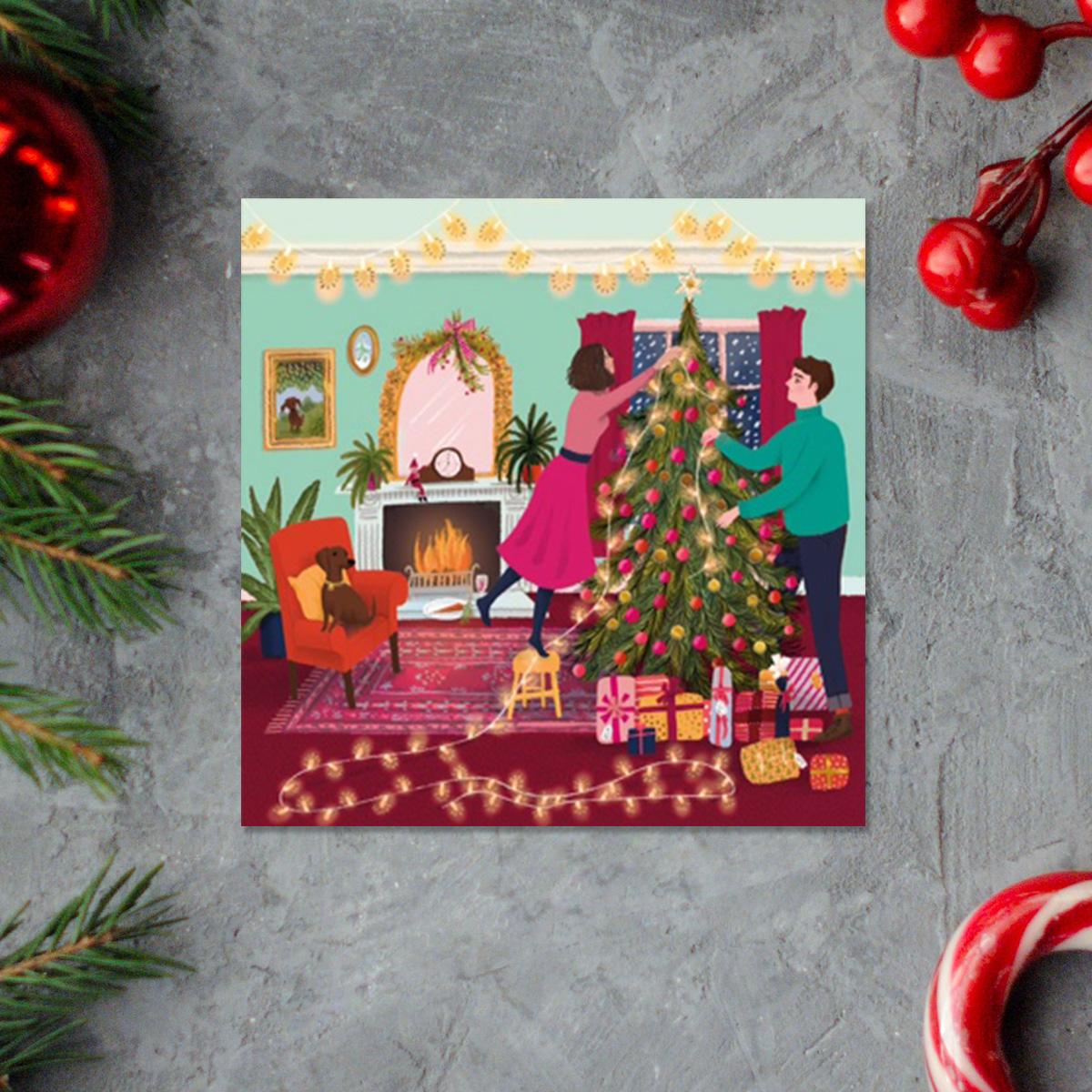 Dressing The Christmas Tree Card Front Image