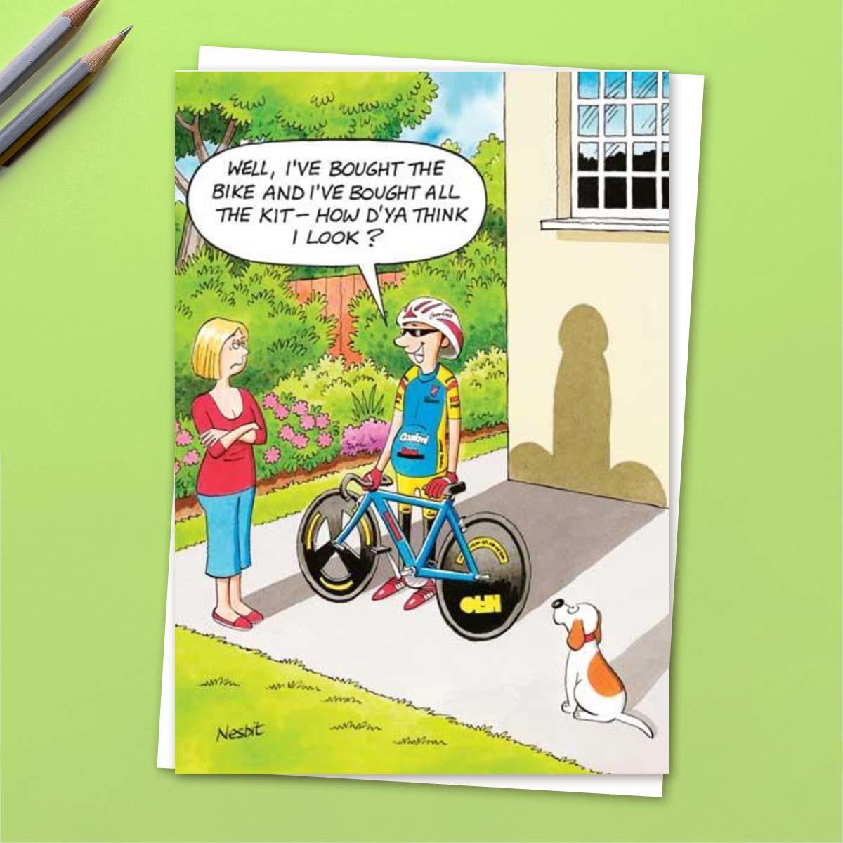 The Funny Side Of Life - The Cyclist Funny Birthday Card Front Image