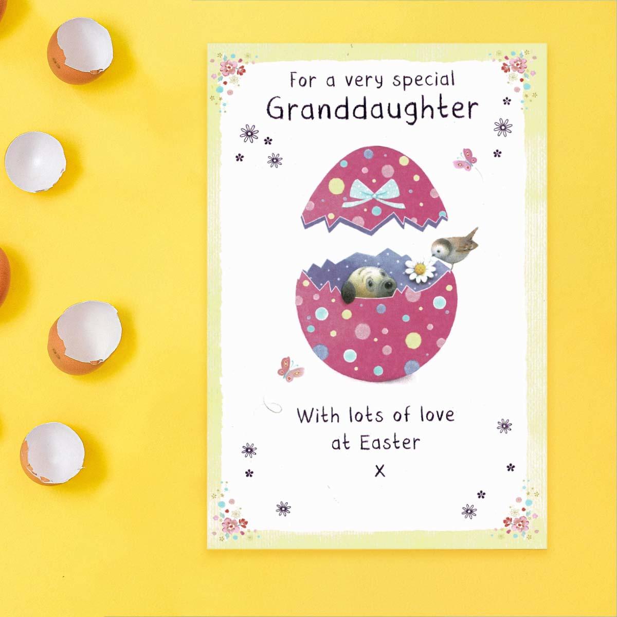 Granddaughter Easter Egg Pug Card Front Image