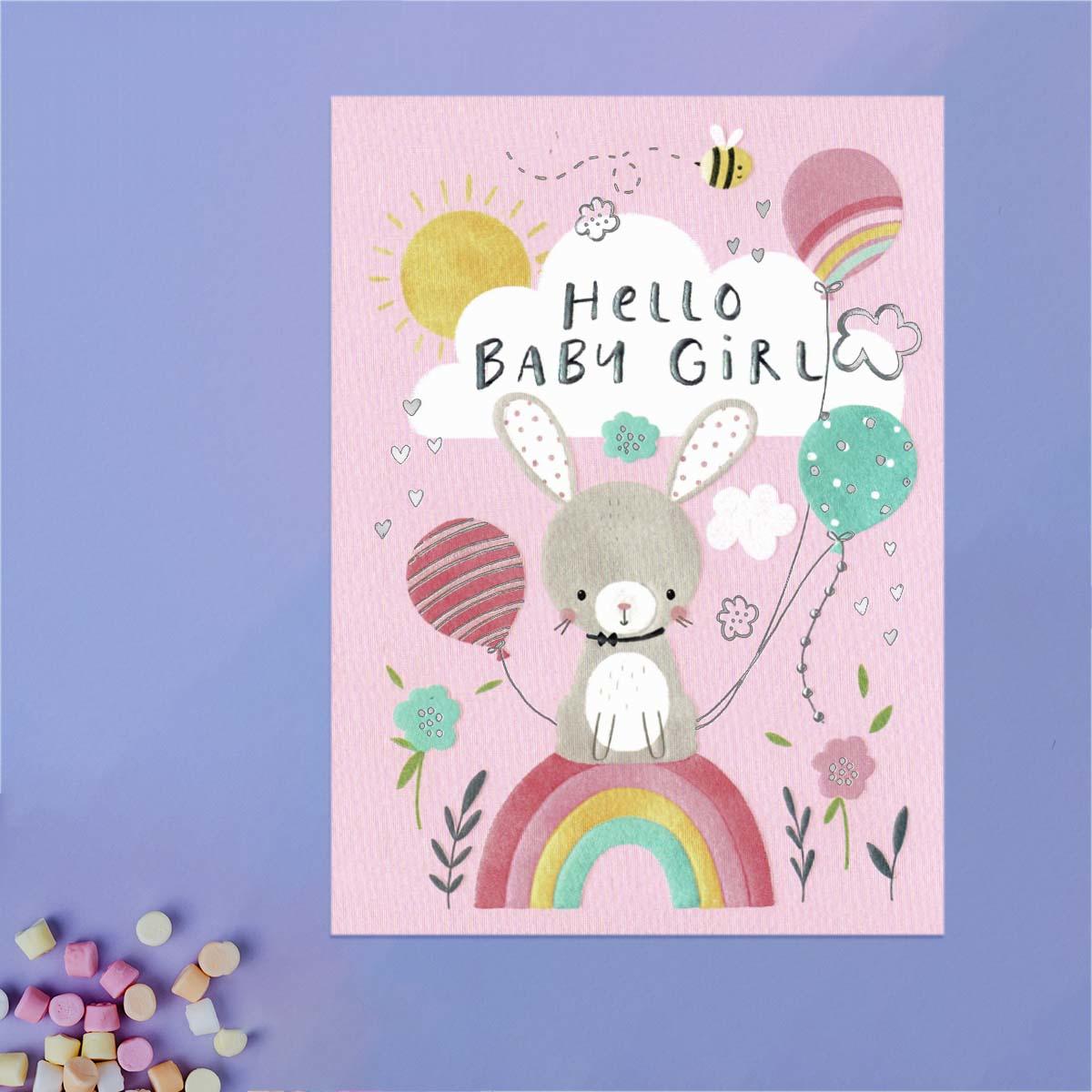 Hello Little Baby Girl Card Front Image