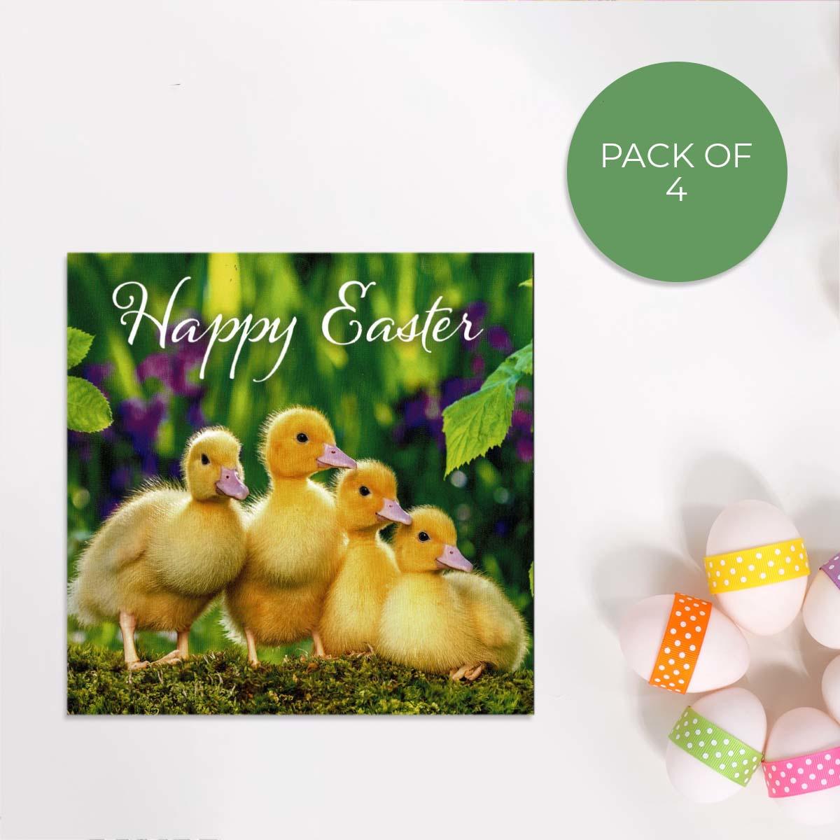 Easter Ducklings - Packet Of 4 Cards Front Image