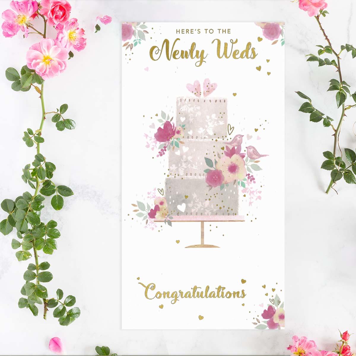 Here's To The Newly Weds Wedding Day Card Front Image