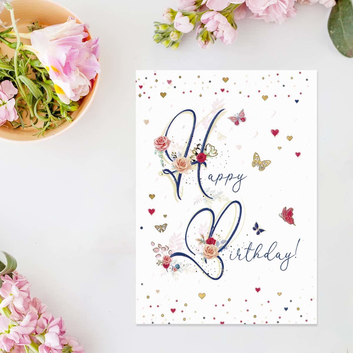 Pretty In Peach -  Happy Birthday Wishes Card Front Image