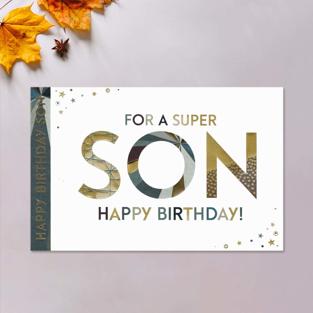 Super Son Happy Birthday Card Front Image