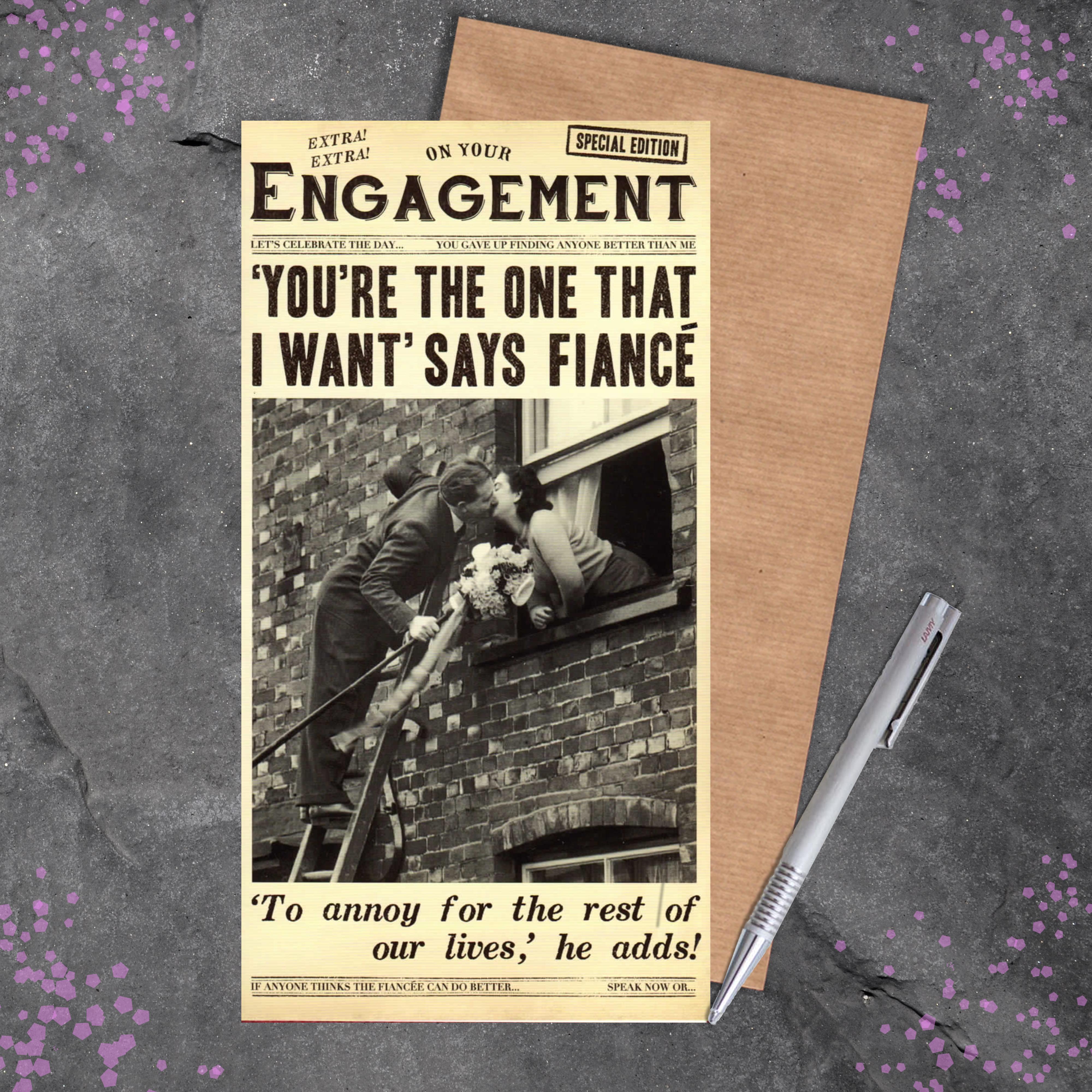Funny Engagement Card Full Image