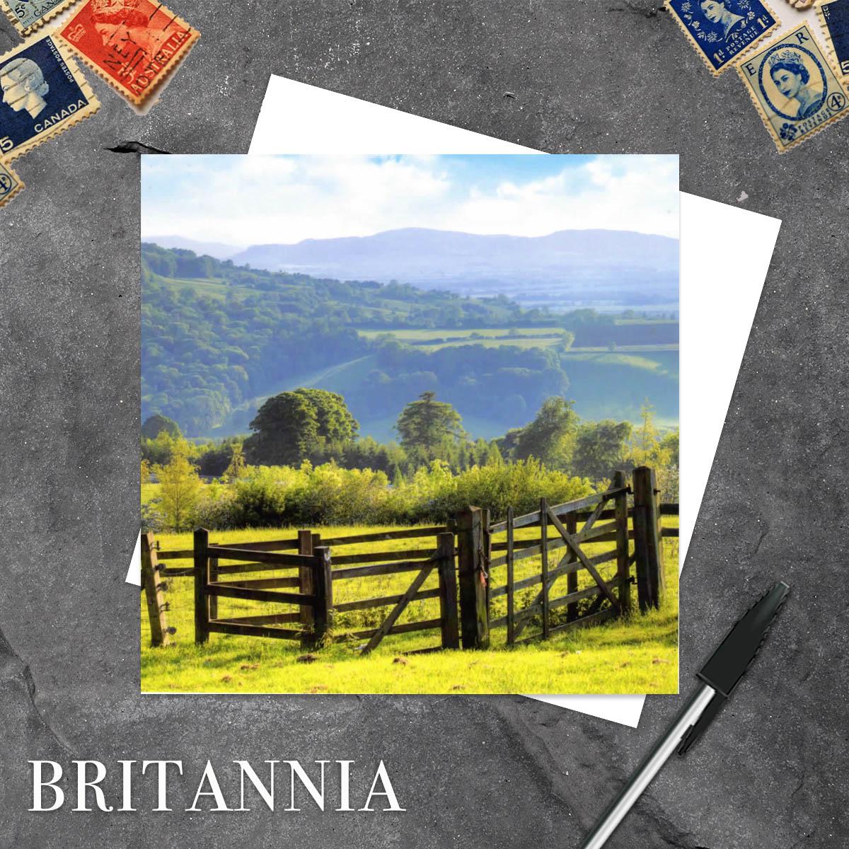 Worcestershire Landscape Blank Greeting Card Alongside Its White Envelope