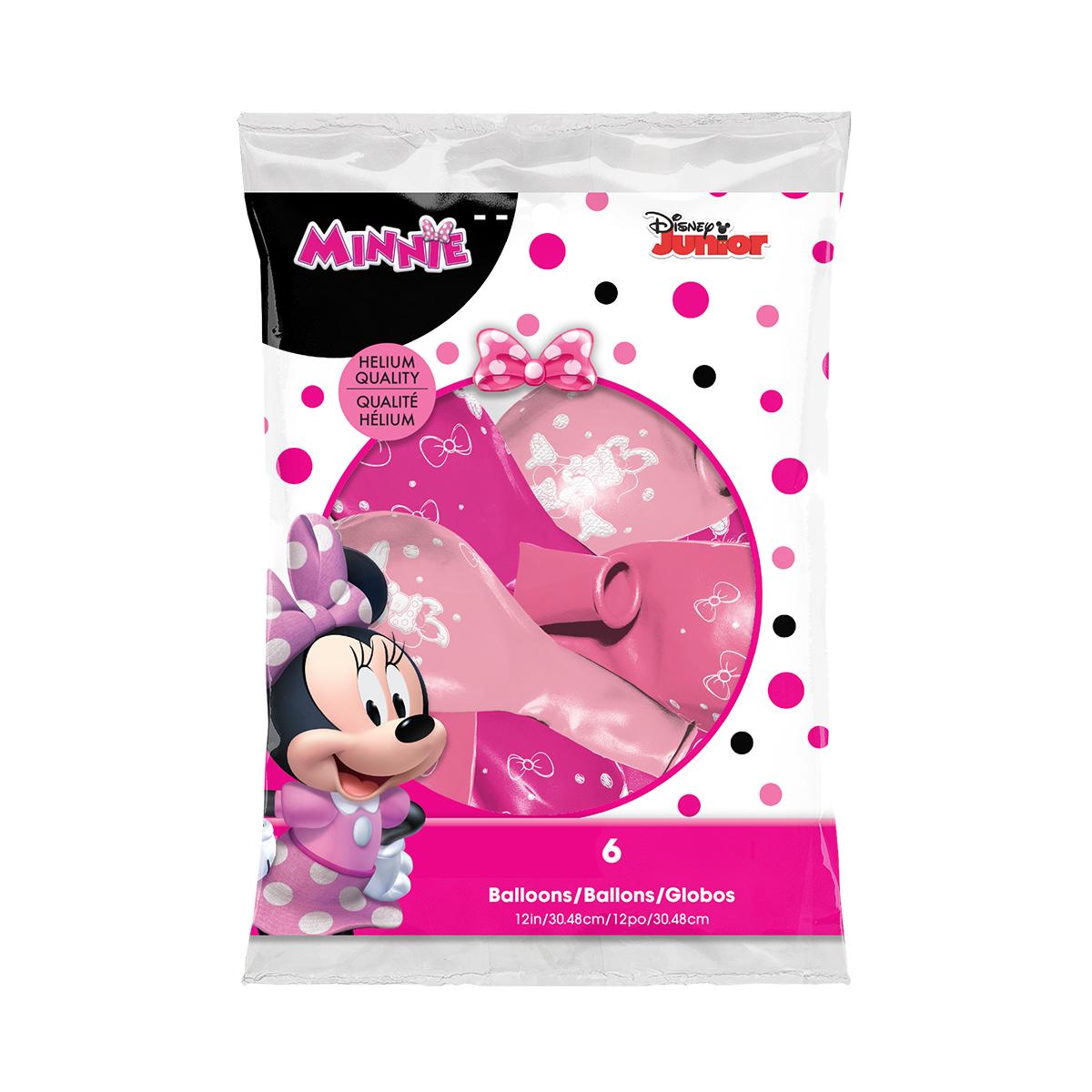 Image Of Packet Of 6 Minnie Mouse Latex Balloons