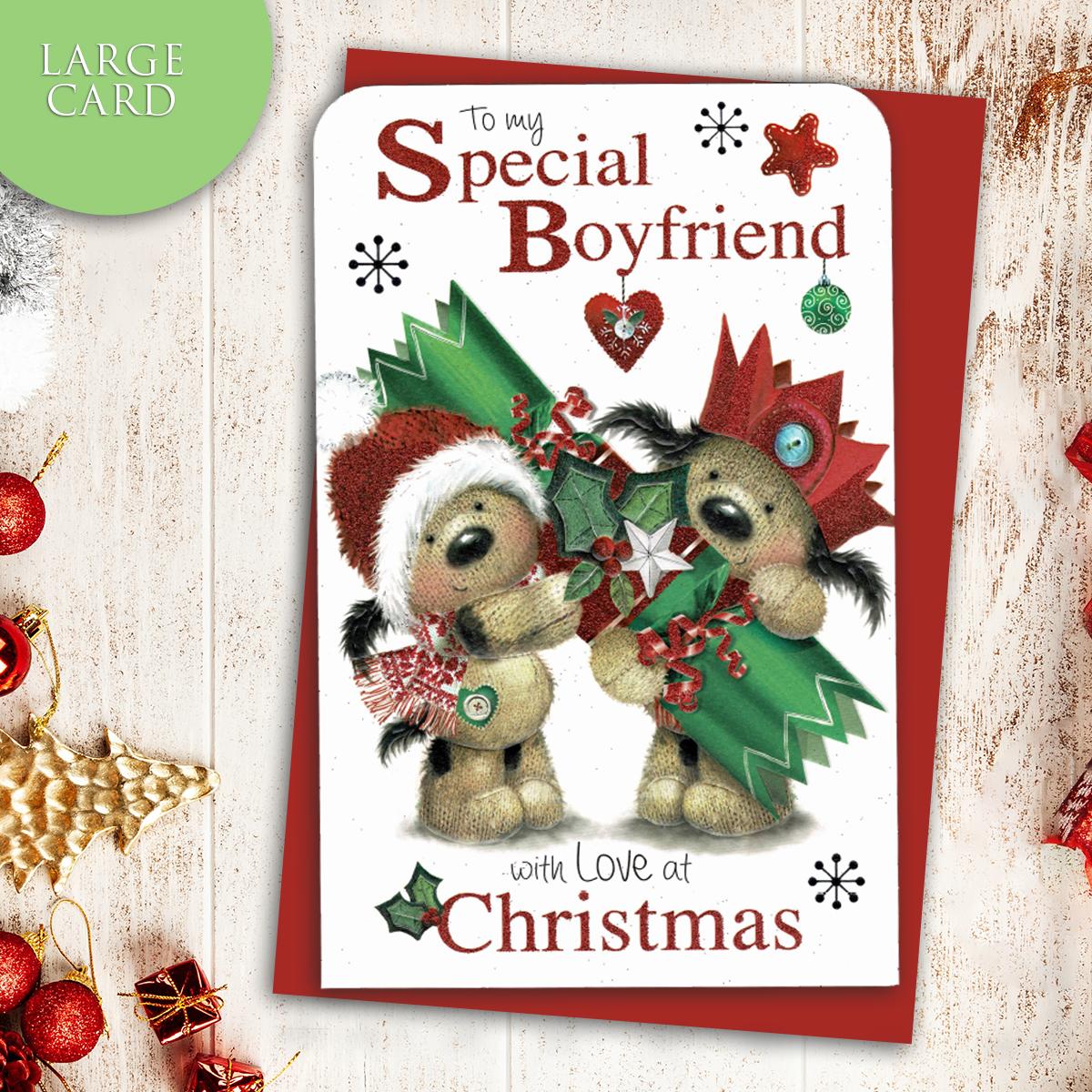 Special Boyfriend Christmas Card Alongside Its Red Envelope