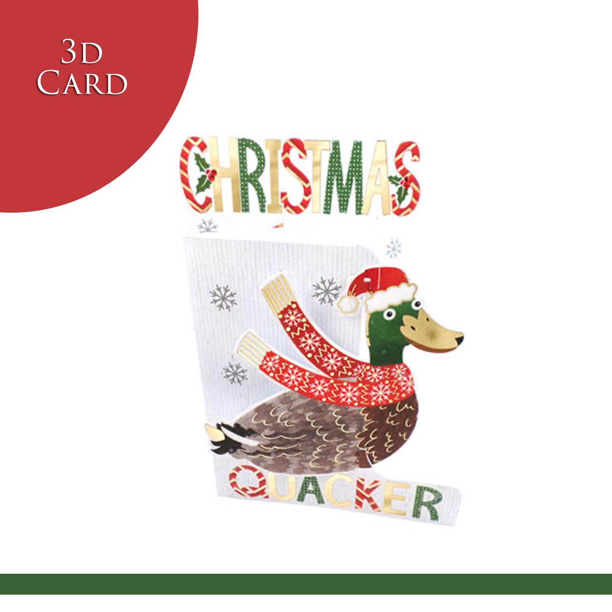 Christmas Duck 3D Christmas Card Alongside Its Red Envelope