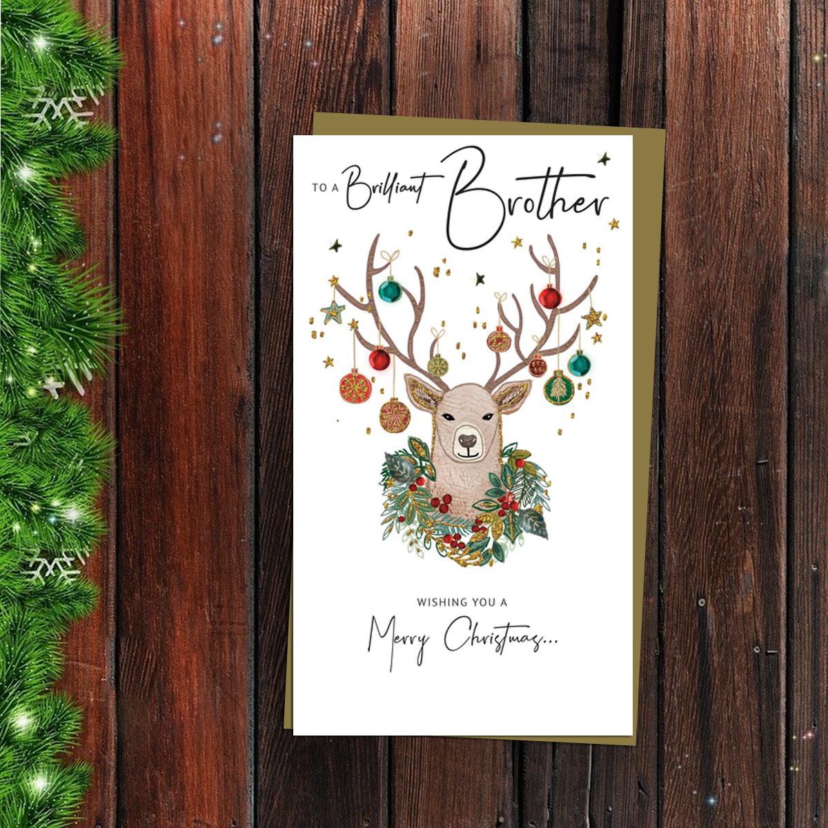Brilliant Brother Christmas Card Alongside Its Gold Envelope