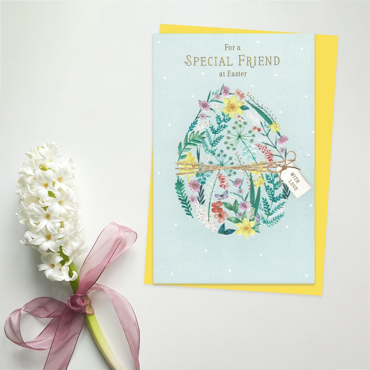 Special Friend Easter Card Alongside Its Yellow Envelope
