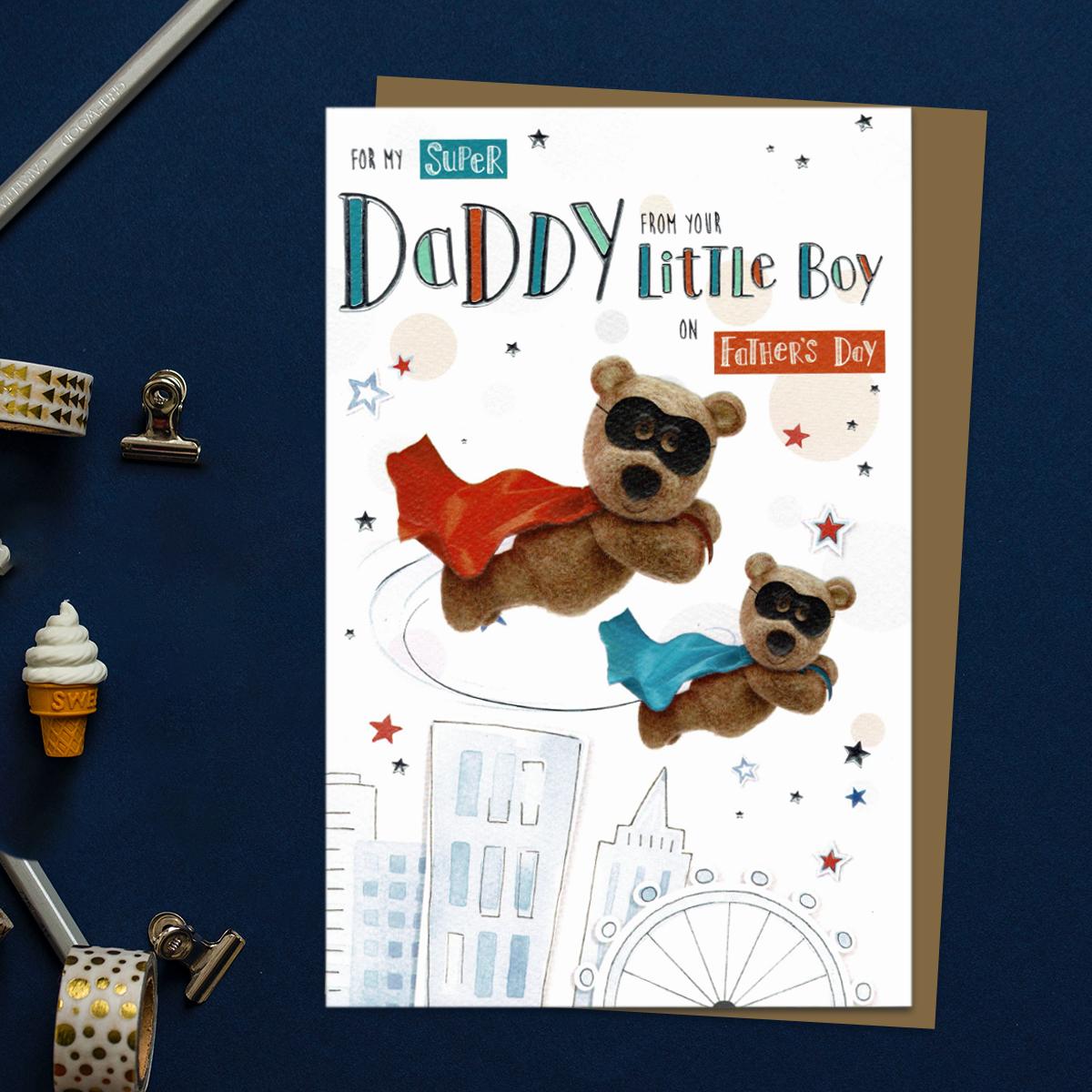 Daddy From Your Little Boy Father's Day Card Front Image