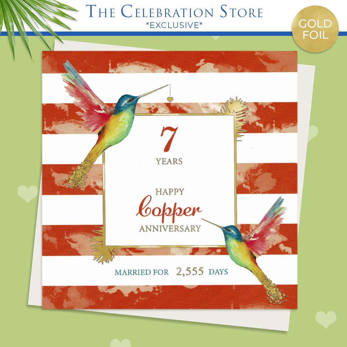 Copper Anniversary Hummingbird Card Full Image