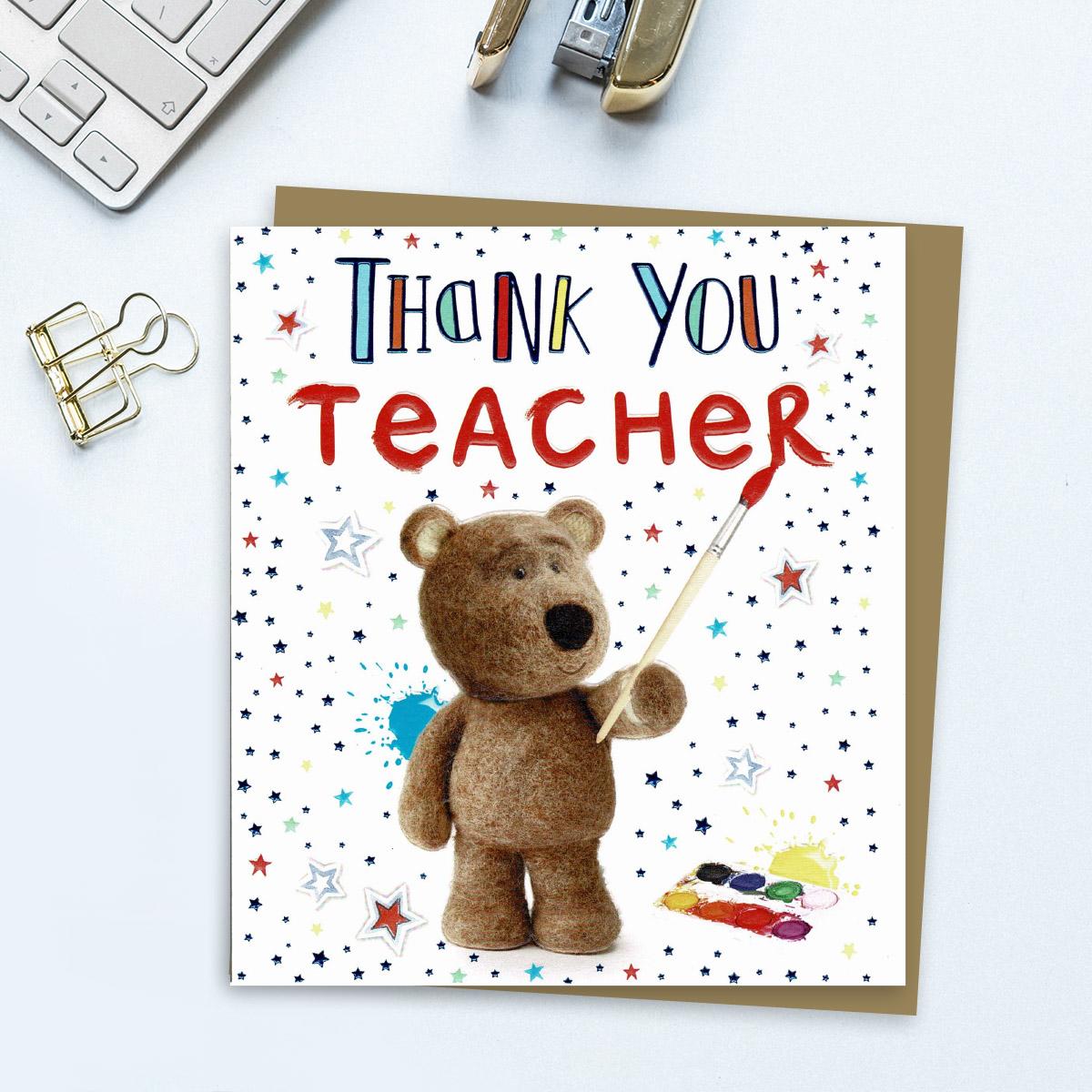 Thank You Teacher Barley Bear Card Front Image