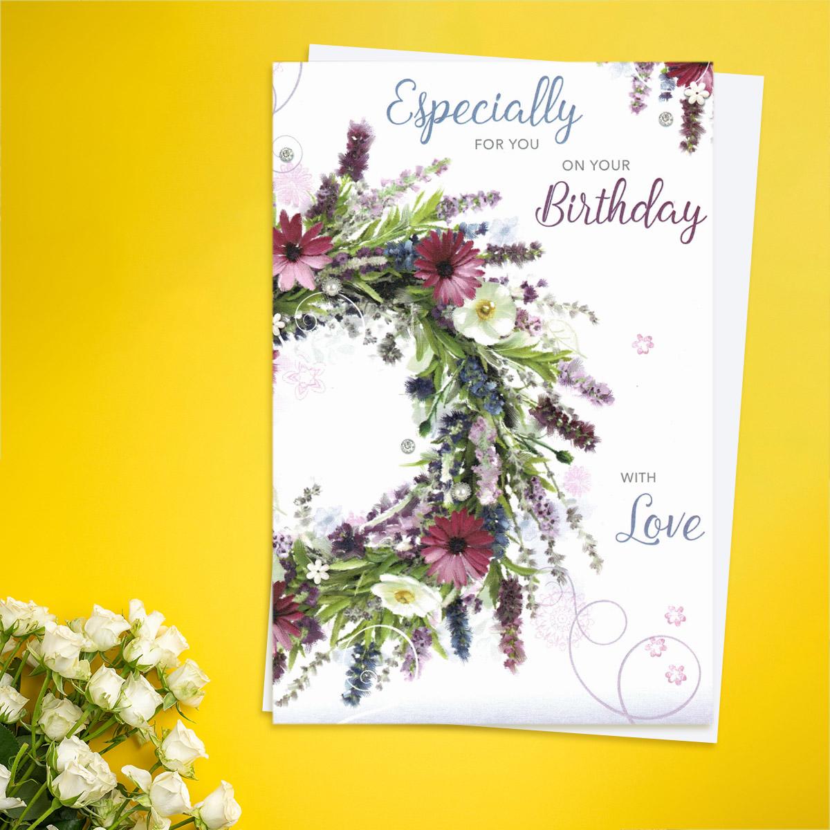 Especially For You Floral Garland Card Front Image