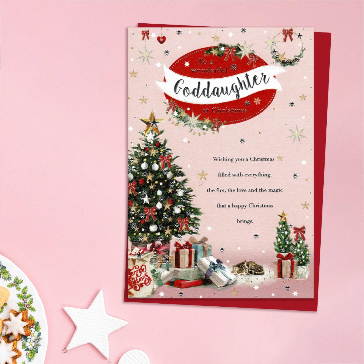 Wonderful Goddaughter Christmas Card Front Image