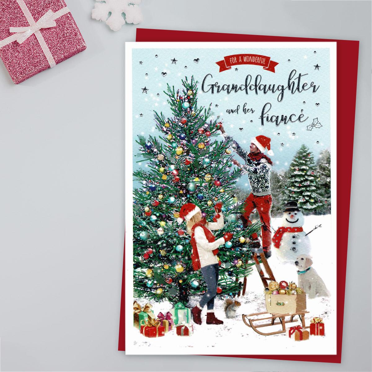 Wonderful Granddaughter And Fiancé Christmas Card Front Image