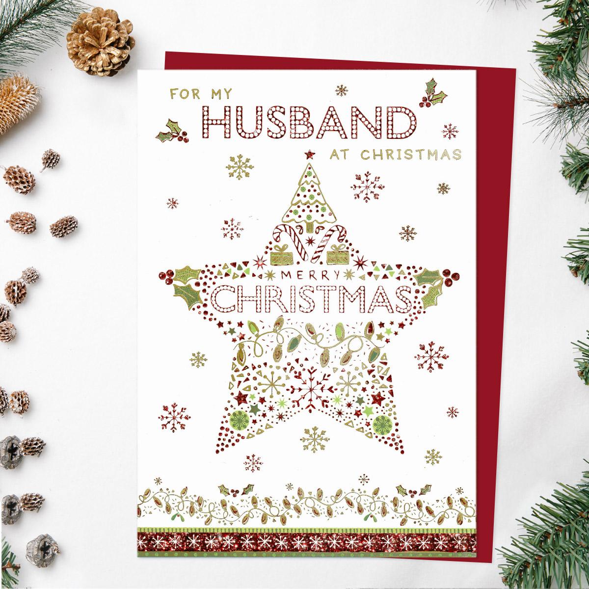 Husband Christmas Star Card Front Image