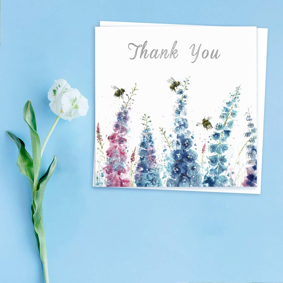 Love Country - Dangling In The Delphiniums Pack Of 5 Thank You Cards