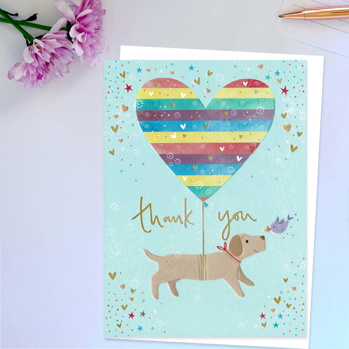 Thank You Dog With Heart Card Front Image