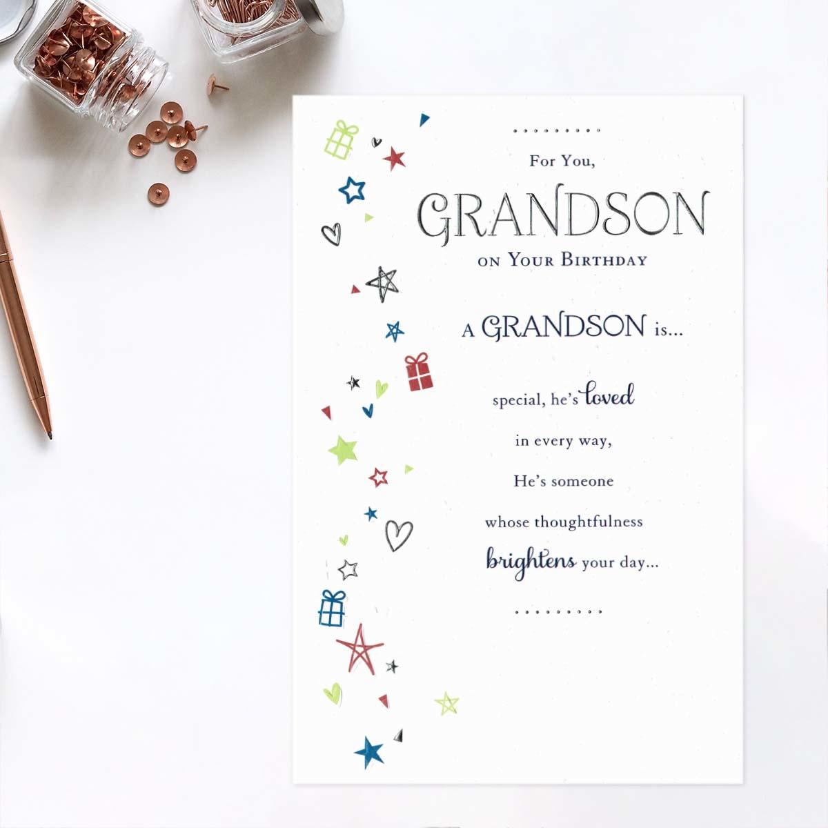 Grandson Birthday Stars & Gifts Front Image