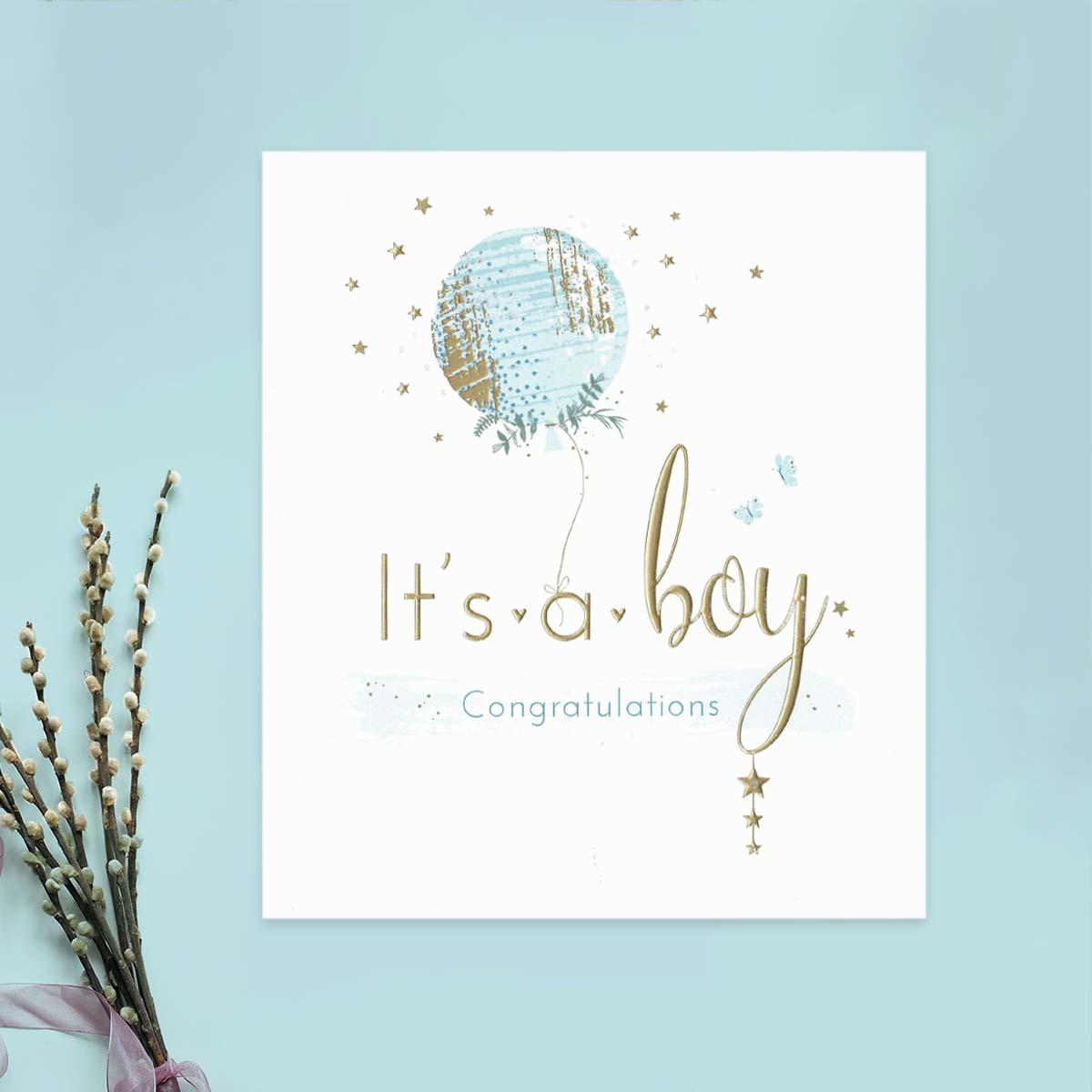 It's A Boy Congratulations Card Front Image