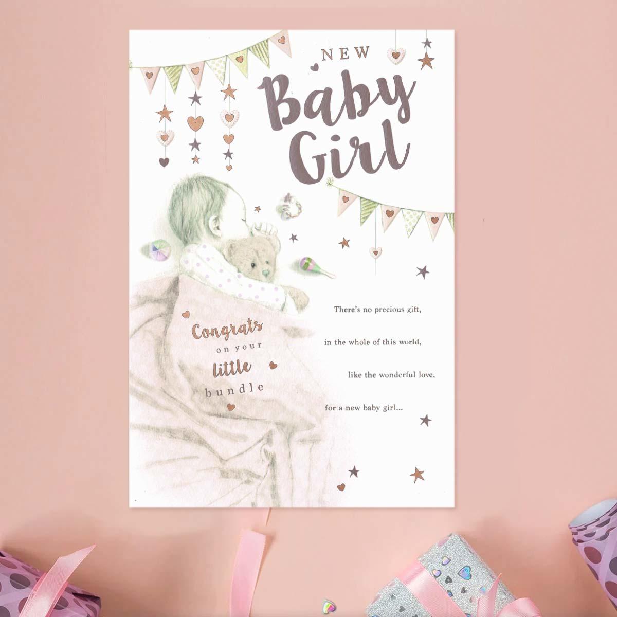 Baby Girl Congrats On Your Little Bundle Card Front Image