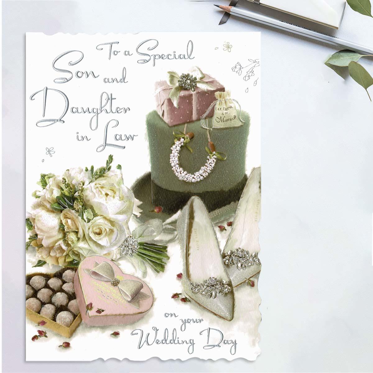 Special Son & Daughter In Law Wedding Day Large Card Front Image