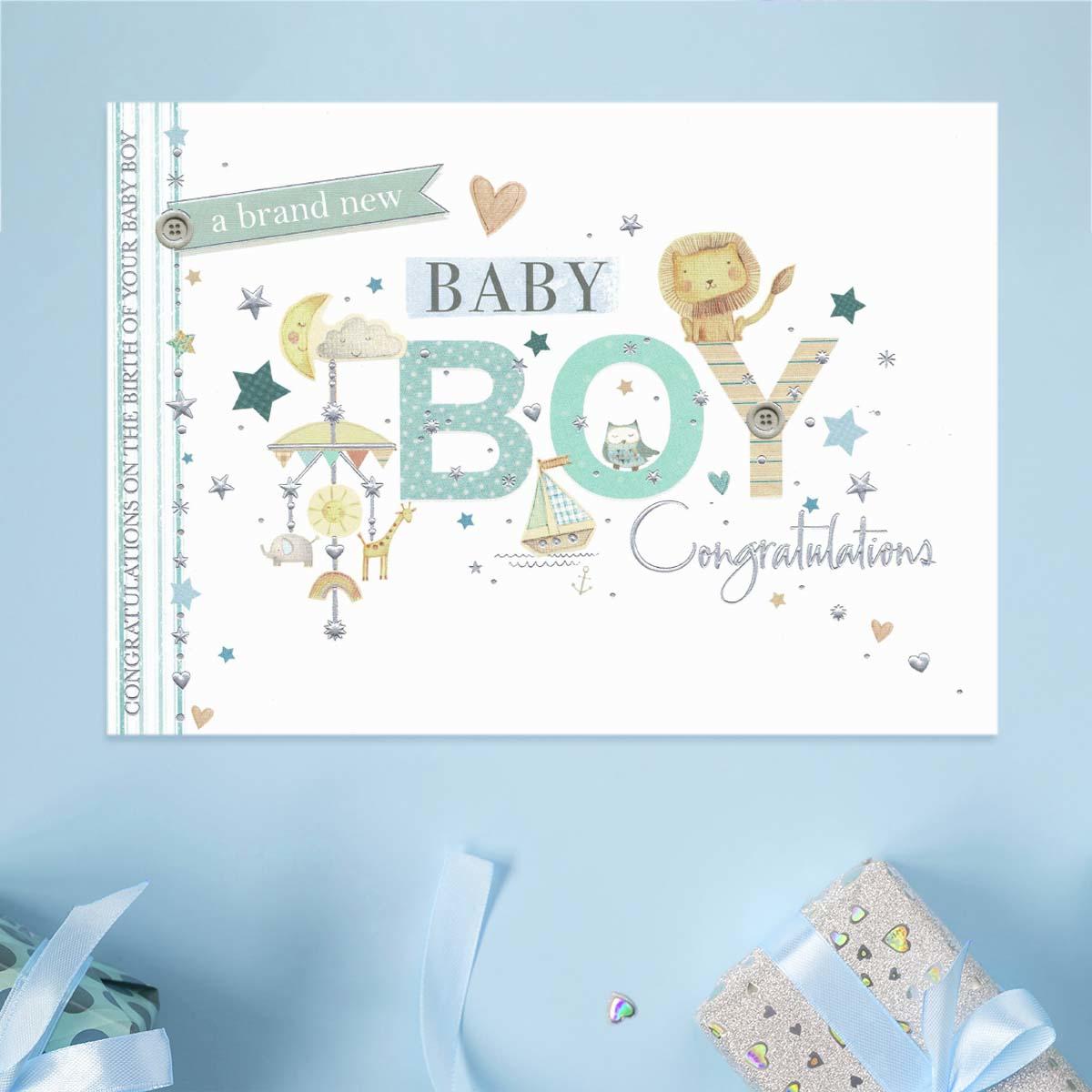 Brand New Baby Boy Birth Card Displayed Full Image