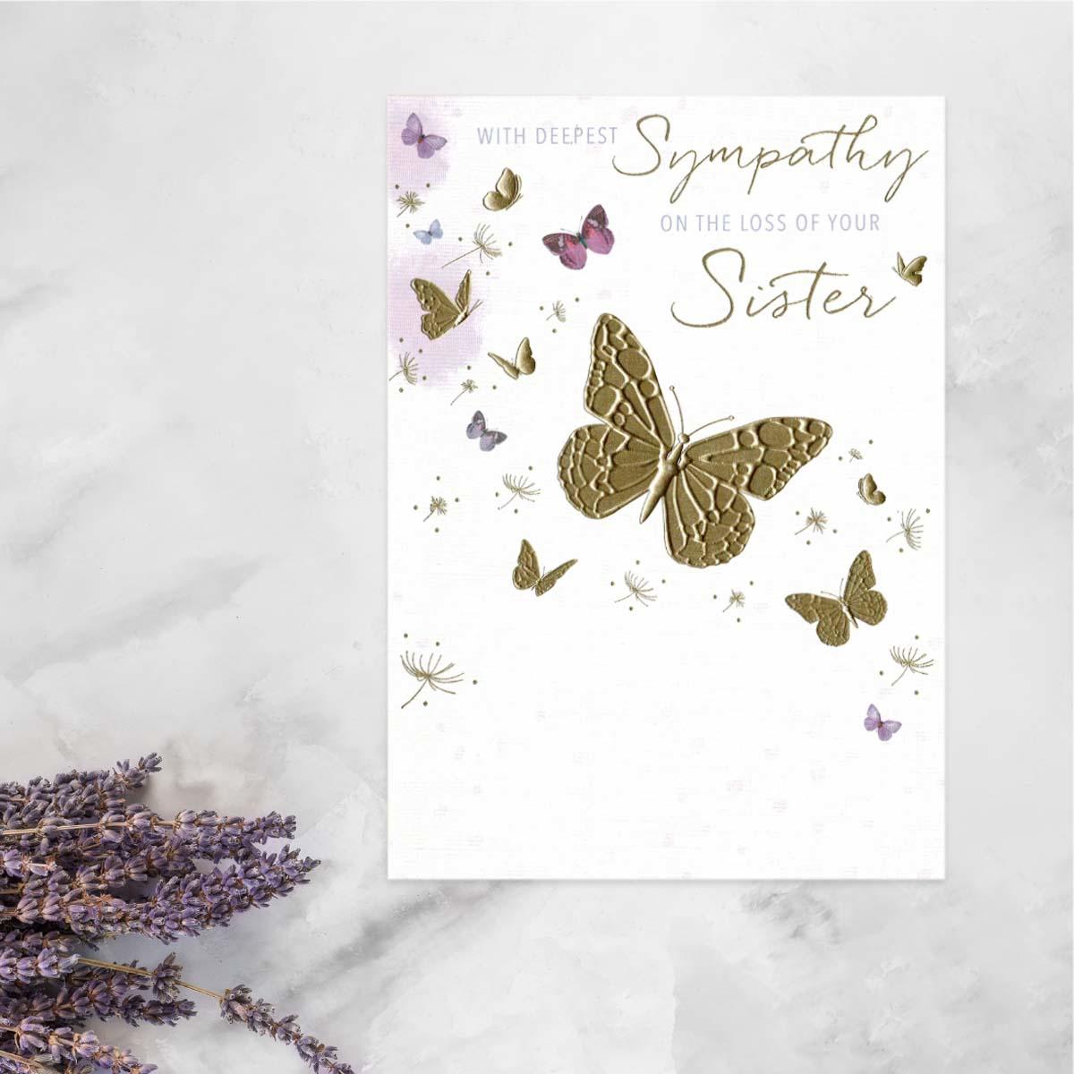 Loss Of Sister Sympathy Greeting Card Displayed In Full