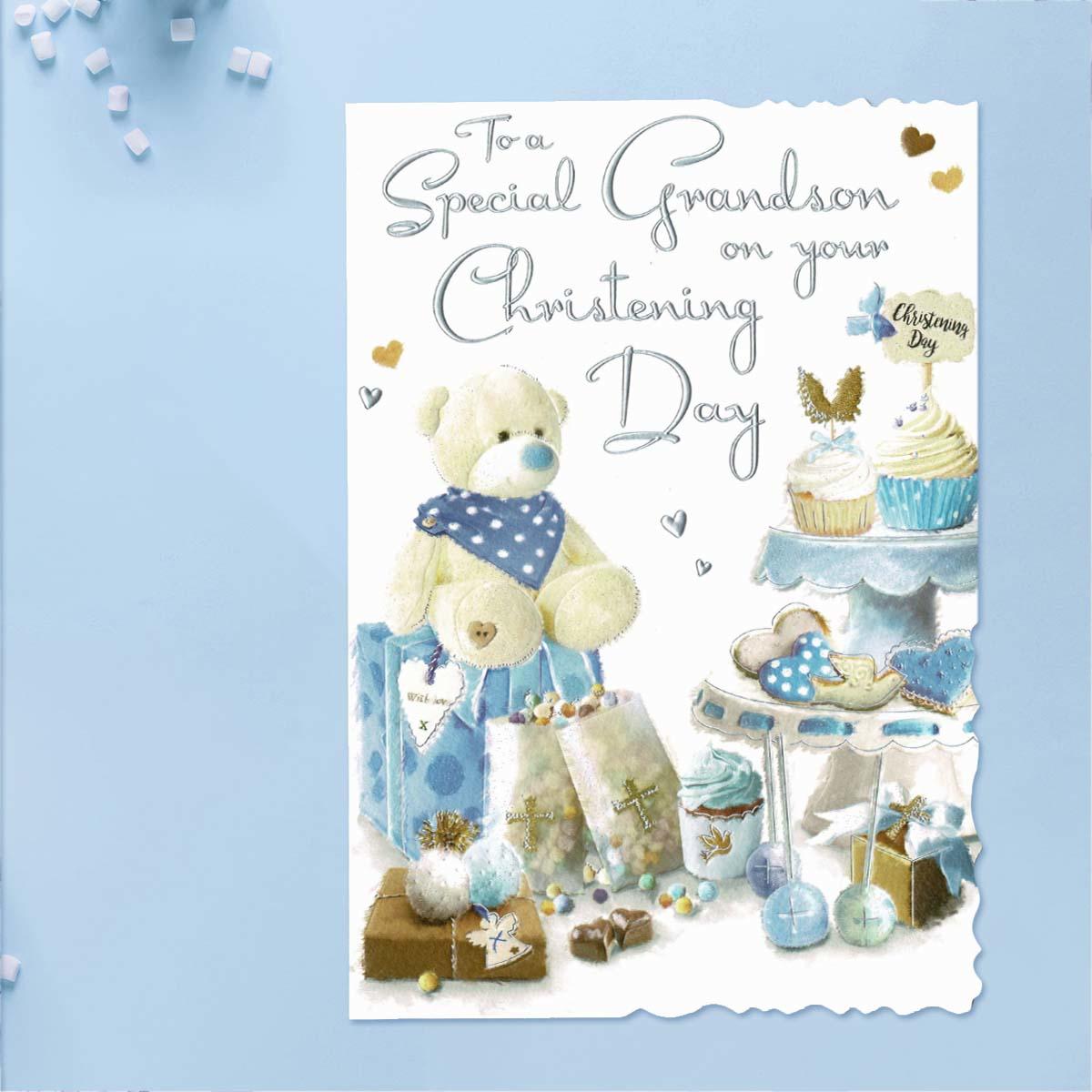 Velvet - Grandson Christening Day Card Front Image