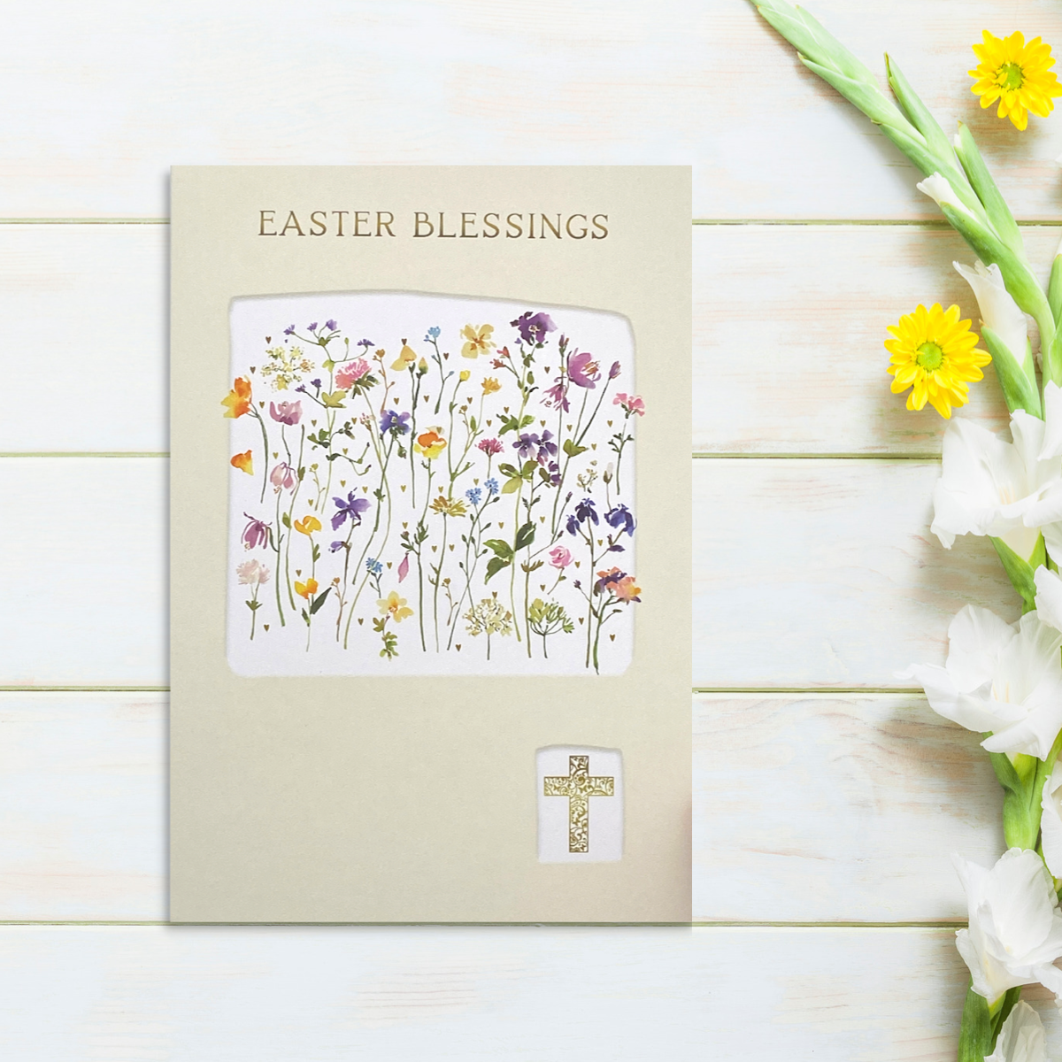 Easter Blessings Flower Press Greeting Card