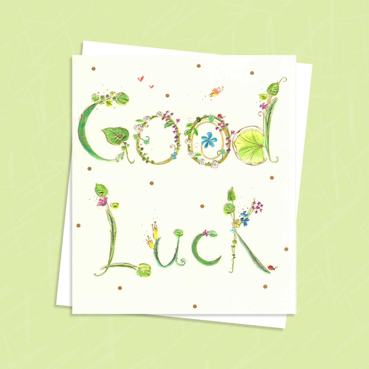 Green Floral Good Luck Complete With Envelope