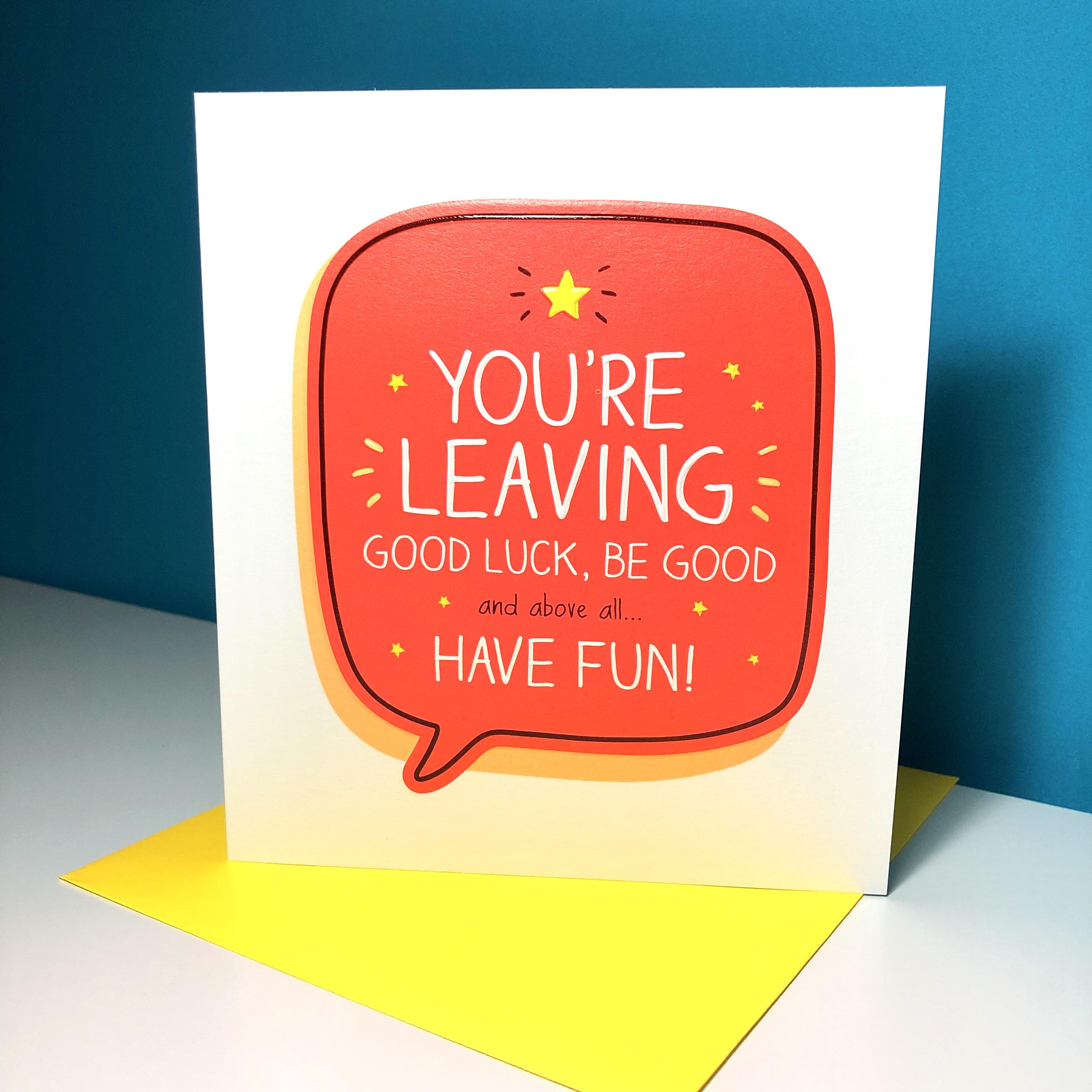 Sorry You're Leaving Greeting Card Sitting On A Display Shelf