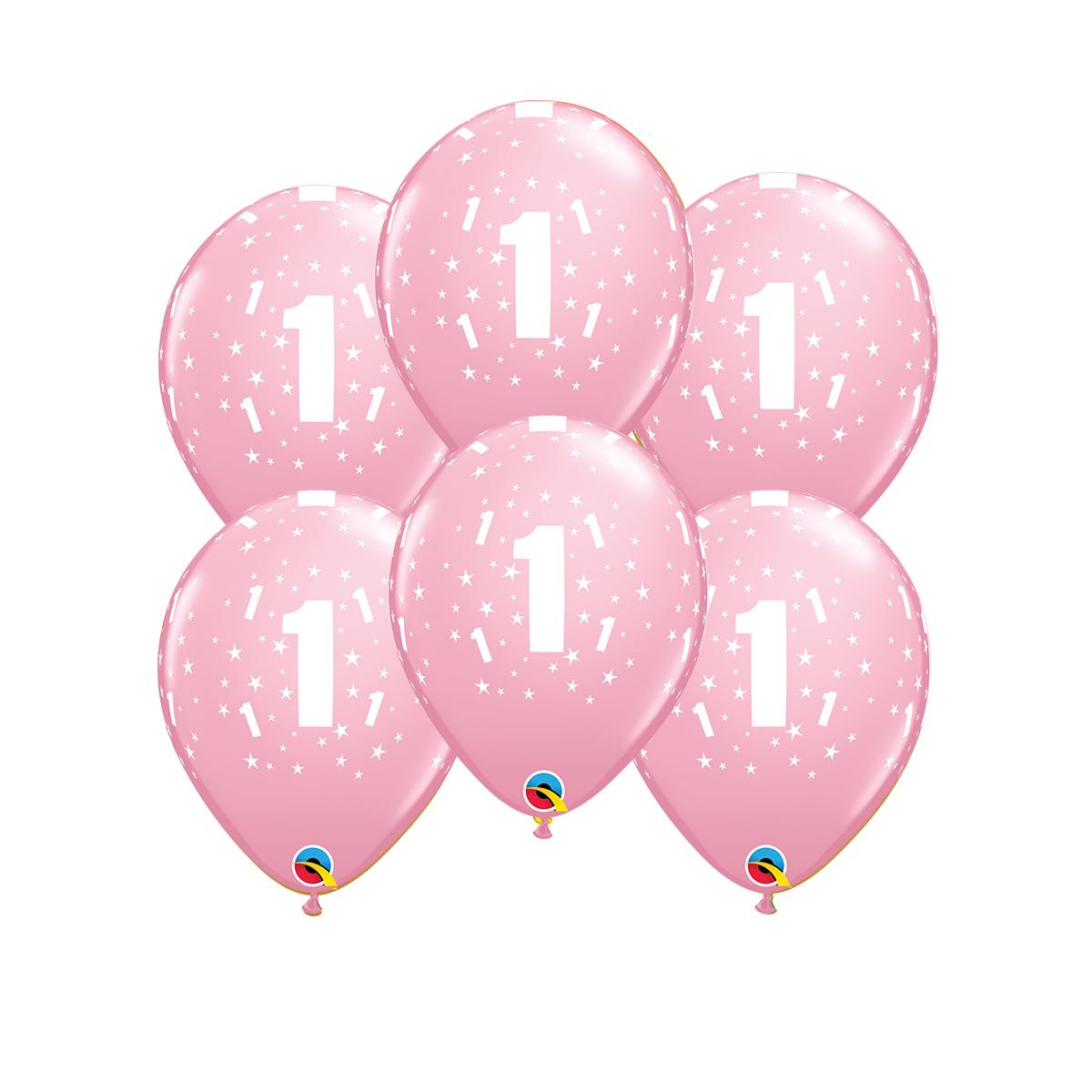 Image Of 6 Inflated Pink Age 1 Latex