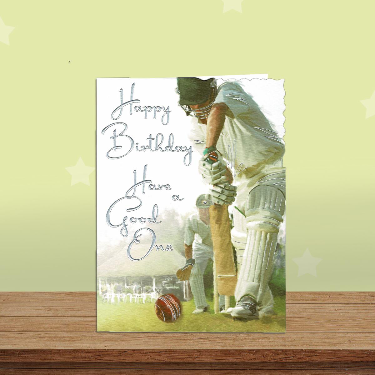 Cricket Themed Birthday Card Alongside Its White Envelope
