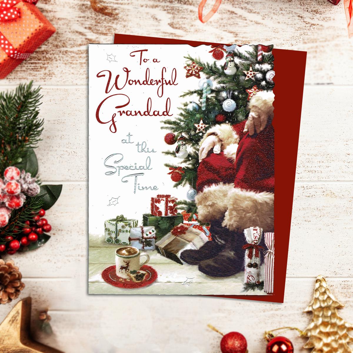 Wonderful Grandad Christmas Card Alongside Its Red Envelope