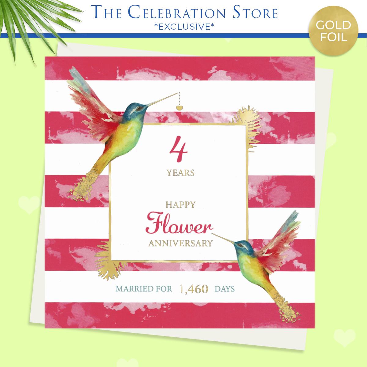 Flower Anniversary Hummingbird Card Full Image